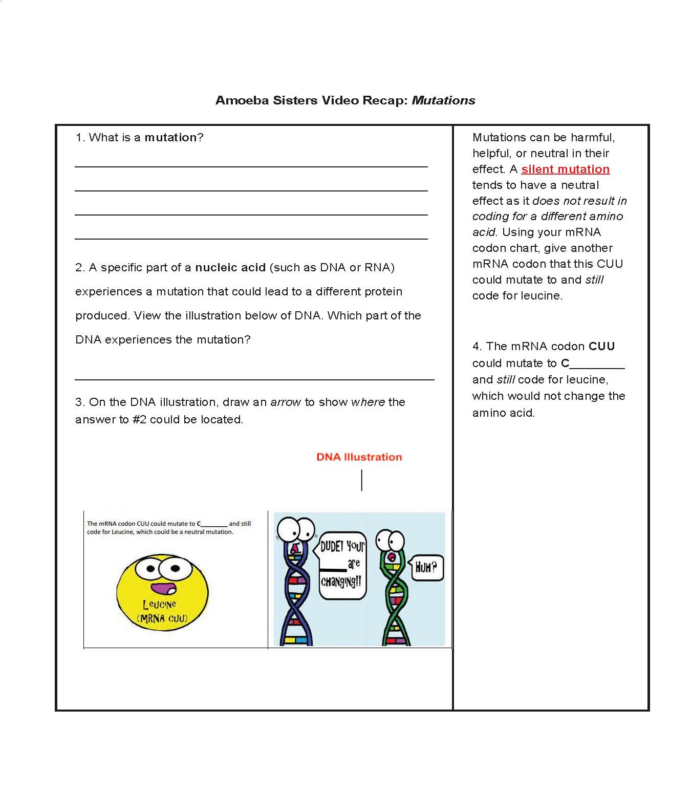 Answered: Amoeba Sisters Video Recap: Mutations |24HA answered-amoeba-sisters-video-recap-mutations-24ha